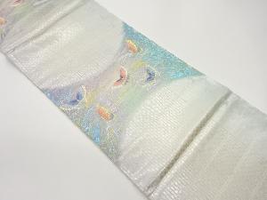 縞に蝶模様織出し袋帯